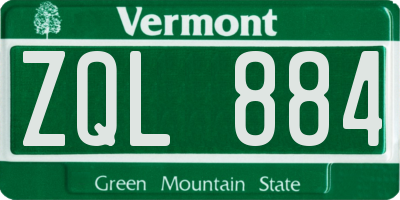 VT license plate ZQL884