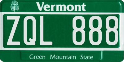 VT license plate ZQL888