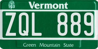 VT license plate ZQL889