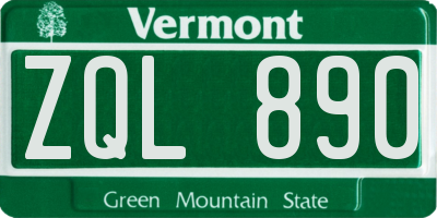 VT license plate ZQL890