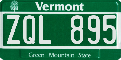 VT license plate ZQL895