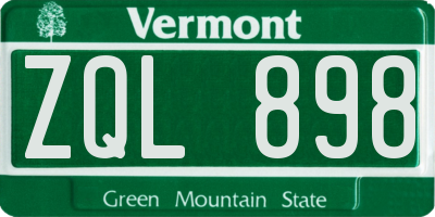 VT license plate ZQL898