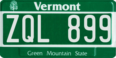 VT license plate ZQL899