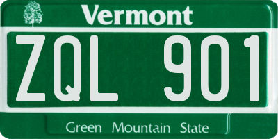 VT license plate ZQL901