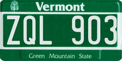 VT license plate ZQL903