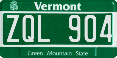 VT license plate ZQL904