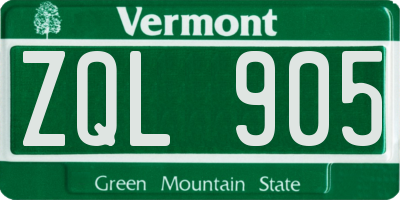 VT license plate ZQL905