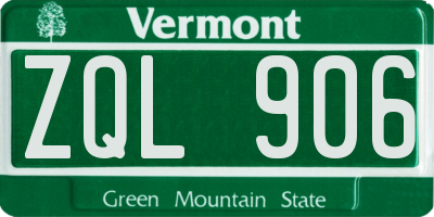 VT license plate ZQL906