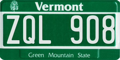 VT license plate ZQL908
