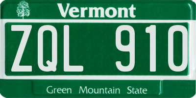 VT license plate ZQL910