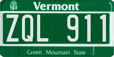 VT license plate ZQL911