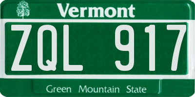 VT license plate ZQL917