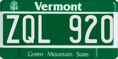 VT license plate ZQL920