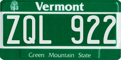 VT license plate ZQL922