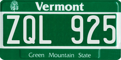 VT license plate ZQL925