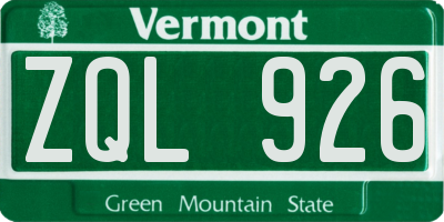 VT license plate ZQL926