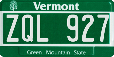 VT license plate ZQL927
