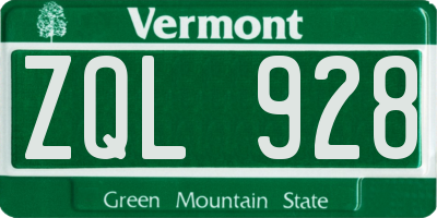 VT license plate ZQL928
