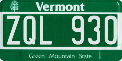 VT license plate ZQL930