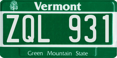 VT license plate ZQL931