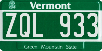 VT license plate ZQL933