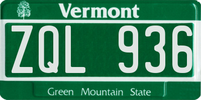 VT license plate ZQL936
