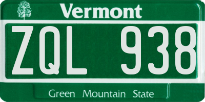 VT license plate ZQL938