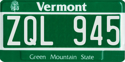 VT license plate ZQL945