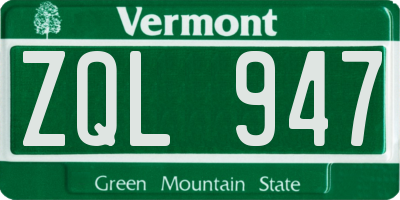 VT license plate ZQL947