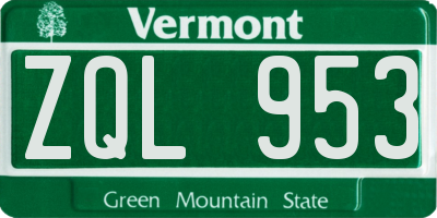 VT license plate ZQL953