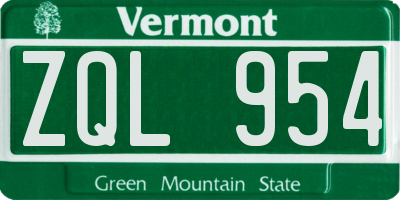 VT license plate ZQL954