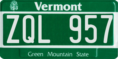 VT license plate ZQL957