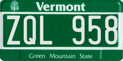 VT license plate ZQL958