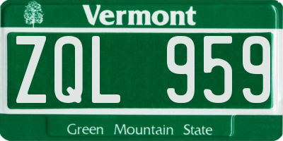 VT license plate ZQL959