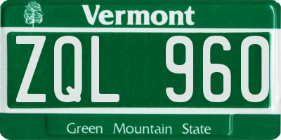 VT license plate ZQL960