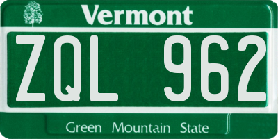 VT license plate ZQL962