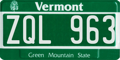 VT license plate ZQL963