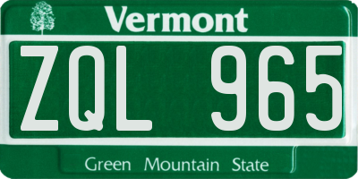 VT license plate ZQL965