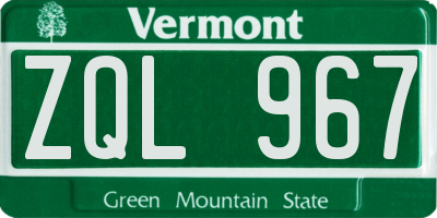 VT license plate ZQL967