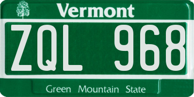 VT license plate ZQL968