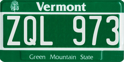 VT license plate ZQL973