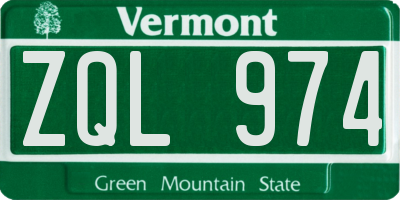 VT license plate ZQL974
