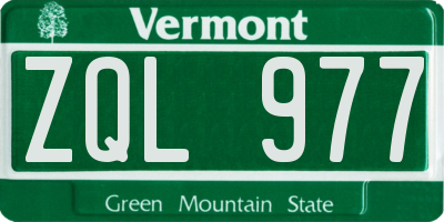 VT license plate ZQL977