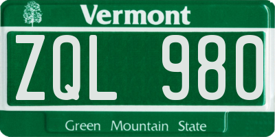 VT license plate ZQL980