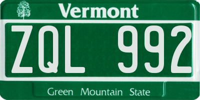 VT license plate ZQL992