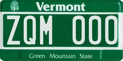 VT license plate ZQM000