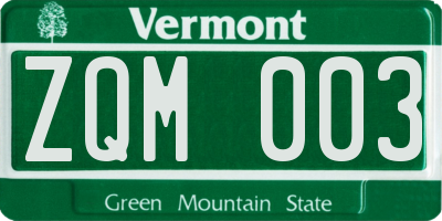 VT license plate ZQM003
