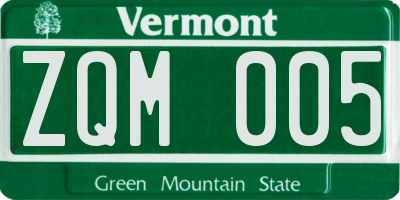 VT license plate ZQM005