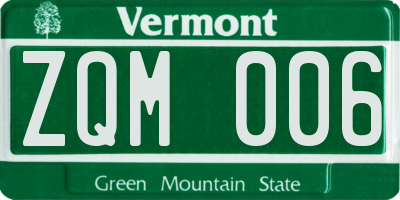 VT license plate ZQM006