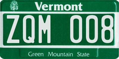VT license plate ZQM008